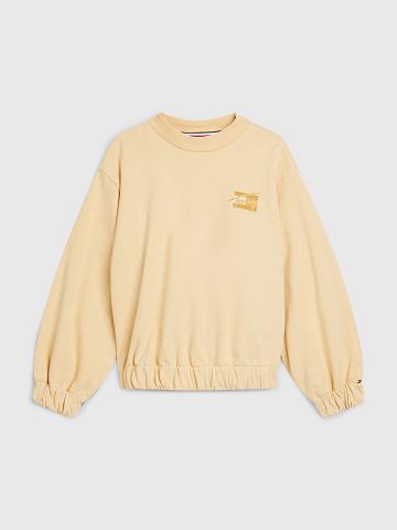 Lány Tommy Hilfiger Natural Dye Script Pulóverek Sárga | HU 1891XYU